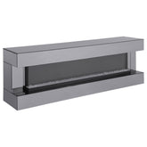 Vallerie 71-inch TV Stand with Visual Flame Box Grey Mirror